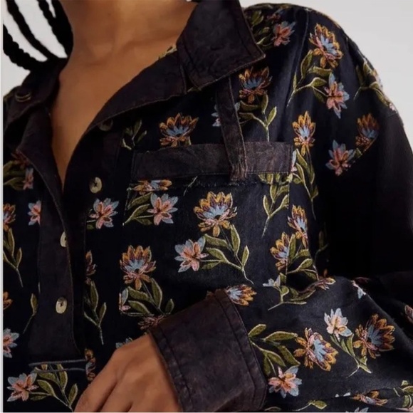 Free People Summer of Surf Pullover Button Henley Top Long Sleeve Size S Boho - Picture 3 of 16